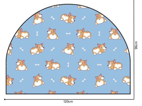 PIPPER. Védő textil falmatrica – Ív – Corgi Méret: 120x96cm, Indíték: névvel