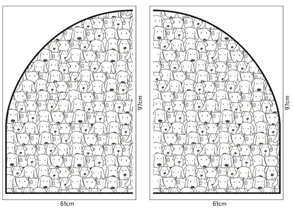 PIPPER. Védő textil falmatrica – Ív – Kutyák Méret: 83x60cm, Indíték: névvel