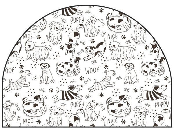PIPPER. Védő textil falmatrica – Ív – Vidám kutyák Méret: 83x60cm, Indíték: névvel