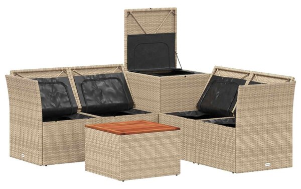 VidaXL Kanapé Szett 6 db Beige és Krémszínű Poli rattan és acél