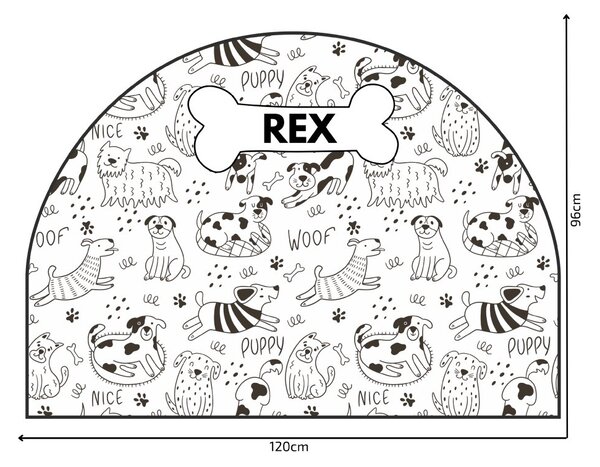 PIPPER. Védő textil falmatrica – Ív – Vidám kutyák Méret: 83x60cm, Indíték: névvel