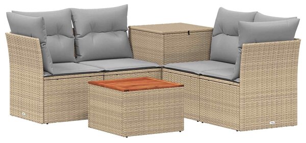 VidaXL Kanapé Szett 6 db Beige és Világosszürke Poli rattan és acél