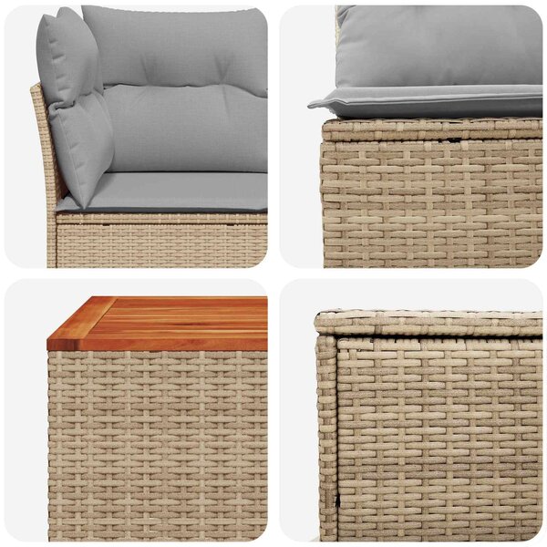 VidaXL Kanapé Szett 6 db Beige és Világosszürke Poli rattan és acél
