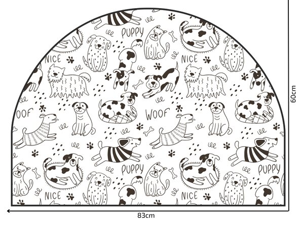 PIPPER. Védő textil falmatrica – Ív – Vidám kutyák Méret: 83x60cm, Indíték: névvel