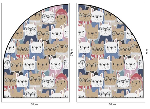 PIPPER. Védő textil falmatrica – Ív – Bulldogok Méret: 120x96cm, Indíték: névvel