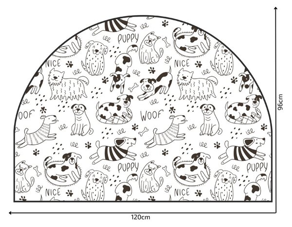 PIPPER. Védő textil falmatrica – Ív – Vidám kutyák Méret: 83x60cm, Indíték: névvel