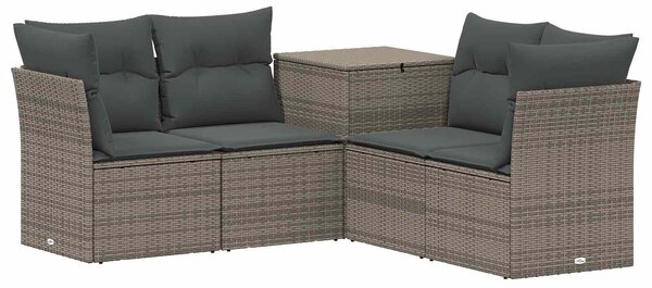 VidaXL Kanapé Szett 5 db Szürke és sötétszürke Poli rattan és acél