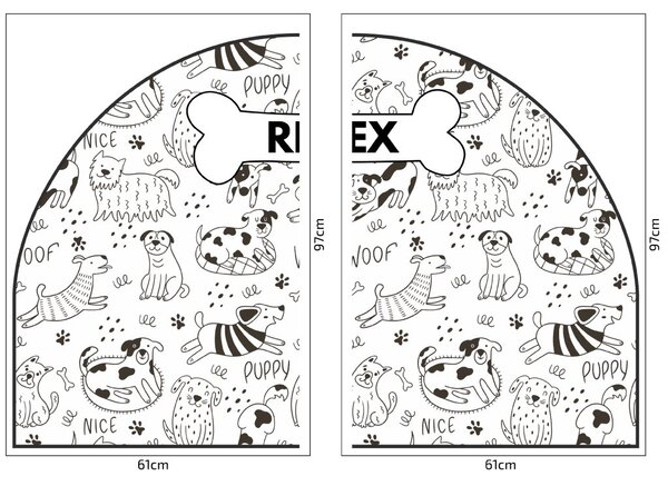 PIPPER. Védő textil falmatrica – Ív – Vidám kutyák Méret: 83x60cm, Indíték: névvel