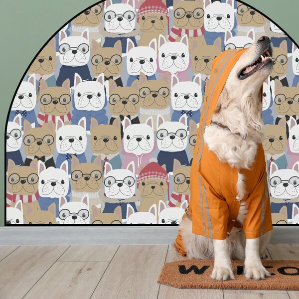 PIPPER. Védő textil falmatrica – Ív – Bulldogok Méret: 120x96cm, Indíték: névvel