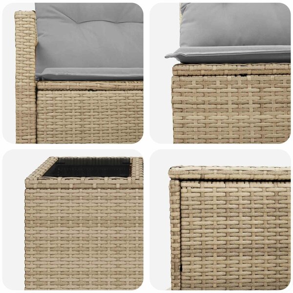 VidaXL Kanapé Szett 6 db Beige és Világosszürke Poli rattan és acél