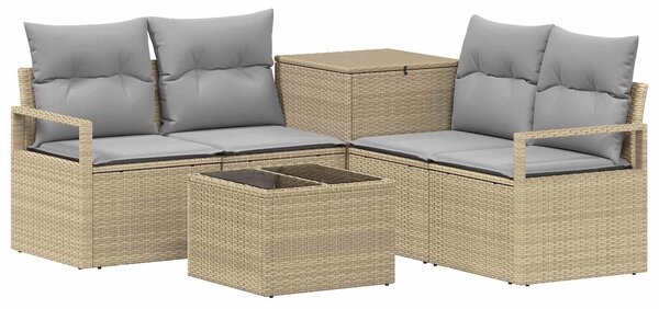VidaXL Kanapé Szett 6 db Beige és Világosszürke Poli rattan és acél