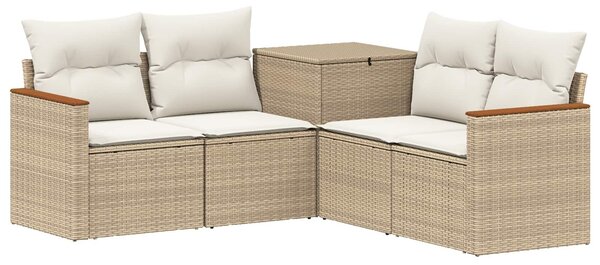 VidaXL Kanapé Szett 5 db Beige és Krémszínű Poli rattan és acél