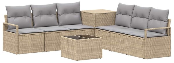 VidaXL Kanapé Szett 8 db Beige és Világosszürke Poli rattan és acél