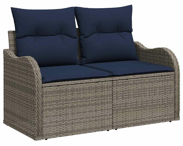 VidaXL Kanapé Szett 6 db Szürke és sötétkék Poli rattan és acél