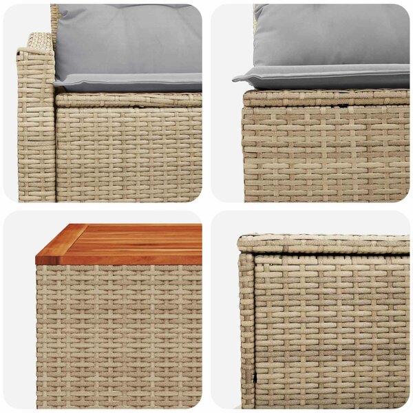 VidaXL Kanapé Szett 8 db Beige és Világosszürke Poli rattan és acél