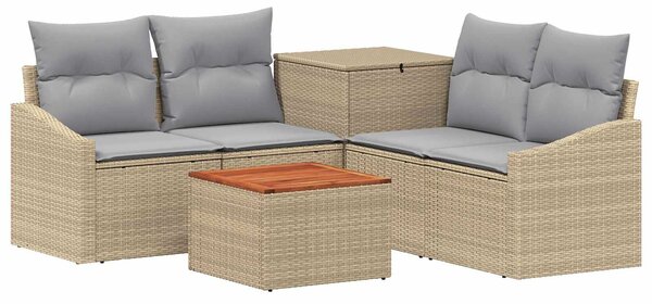 VidaXL Kanapé Szett 6 db Beige és Világosszürke Poli rattan és acél