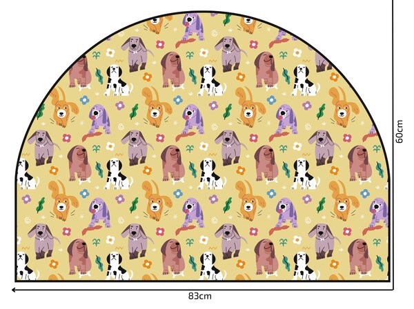PIPPER. Védő textil falmatrica – Ív – Színes kutyák Méret: 120x96cm, Indíték: névvel