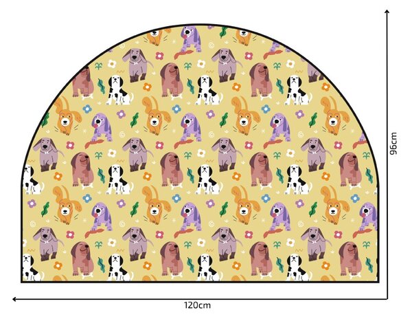 PIPPER. Védő textil falmatrica – Ív – Színes kutyák Méret: 120x96cm, Indíték: névvel