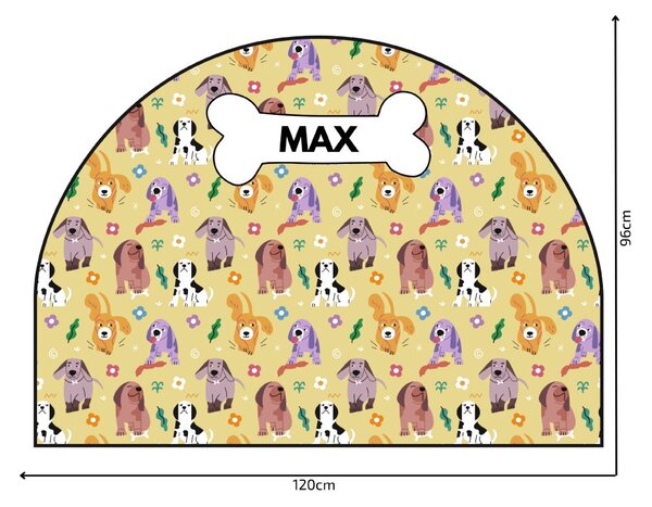 PIPPER. Védő textil falmatrica – Ív – Színes kutyák Méret: 120x96cm, Indíték: névvel