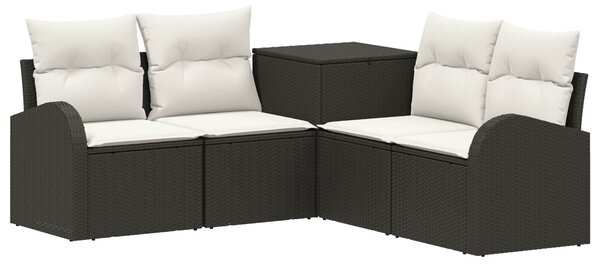VidaXL Kanapé Szett 5 db Fekete és krémfehér Poli rattan és acél