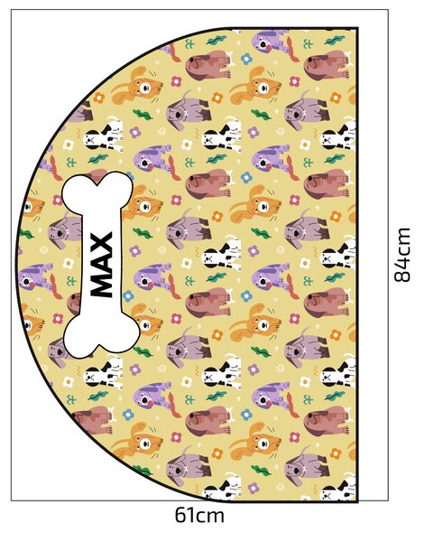PIPPER. Védő textil falmatrica – Ív – Színes kutyák Méret: 120x96cm, Indíték: névvel