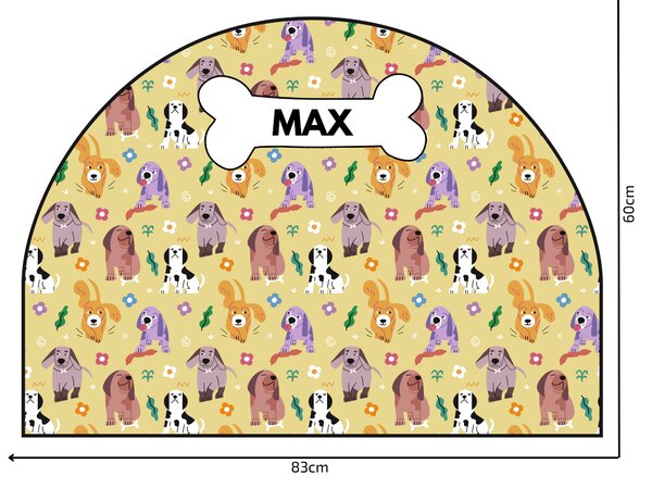 PIPPER. Védő textil falmatrica – Ív – Színes kutyák Méret: 120x96cm, Indíték: névvel