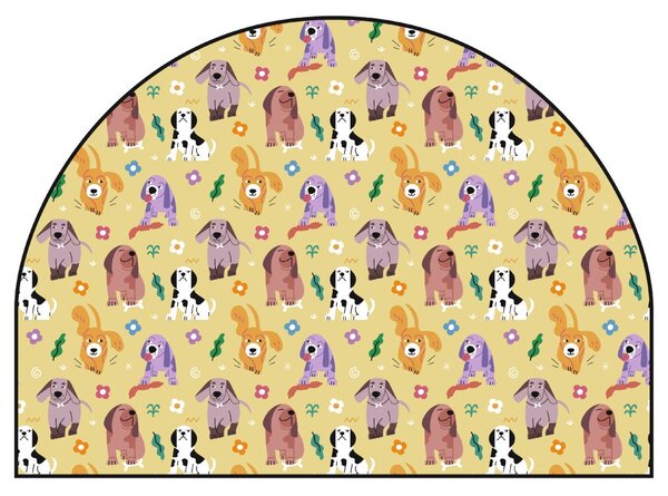 PIPPER. Védő textil falmatrica – Ív – Színes kutyák Méret: 120x96cm, Indíték: névvel