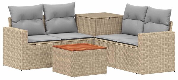 VidaXL Kanapé Szett 6 db Beige és Világosszürke Poli rattan és acél
