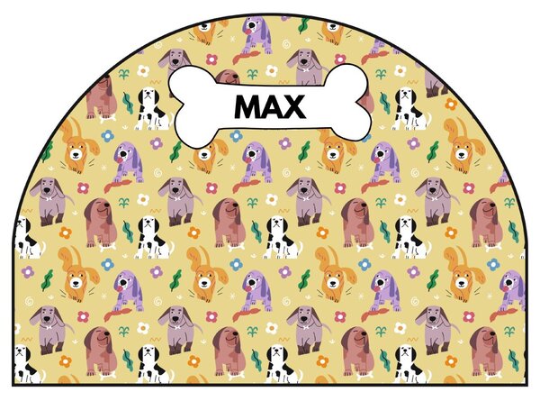 PIPPER. Védő textil falmatrica – Ív – Színes kutyák Méret: 120x96cm, Indíték: névvel