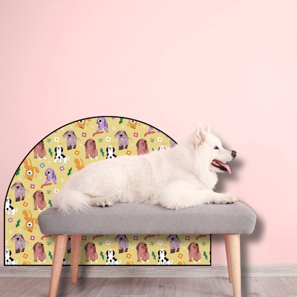 PIPPER. Védő textil falmatrica – Ív – Színes kutyák Méret: 120x96cm, Indíték: névvel