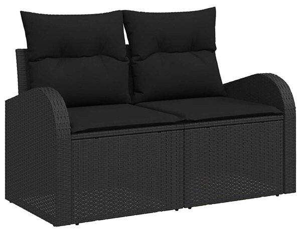 VidaXL Kanapé Szett 6 db Fekete Poli rattan és acél