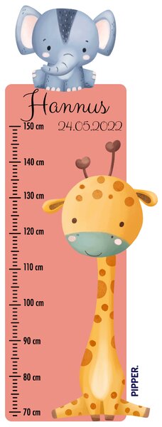 PIPPER. Textil falmatrica "Gyermek magasságmérő névvel - Szafari 2"
