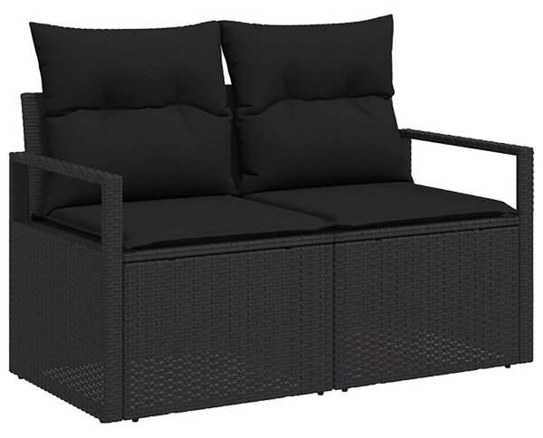 VidaXL Kanapé Szett 7 db Fekete Poli rattan és acél
