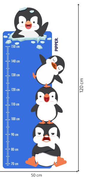 PIPPER. Textil falmatrica "Gyermek mérő - Vidám pingvinek"