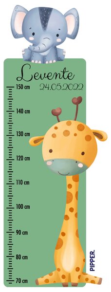 PIPPER. Textil falmatrica "Gyermek magasságmérő névvel - Szafari"