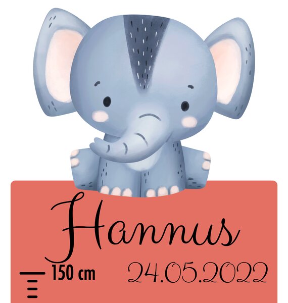 PIPPER. Textil falmatrica "Gyermek magasságmérő névvel - Szafari 2"
