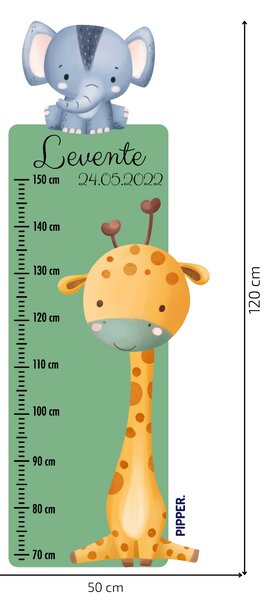 PIPPER. Textil falmatrica "Gyermek magasságmérő névvel - Szafari"