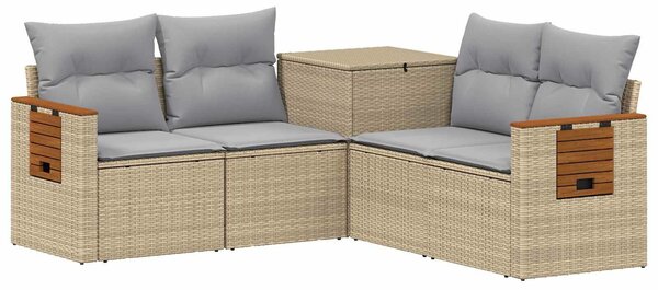 VidaXL Kanapé Szett 5 db Beige és Világosszürke Poli rattan és acél