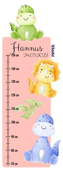 PIPPER. Textil falmatrica "Gyermek magasságmérő névvel - Dinoszauruszok"