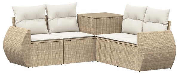 VidaXL Kanapé Szett 5 db Beige és Krémszínű Poli rattan és acél