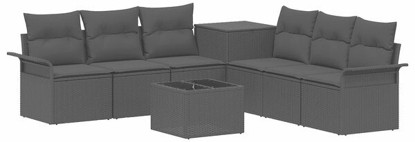 VidaXL Kanapé Szett 8 db Fekete Poli rattan és acél