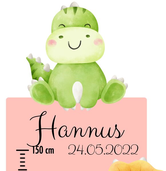 PIPPER. Textil falmatrica "Gyermek magasságmérő névvel - Dinoszauruszok"