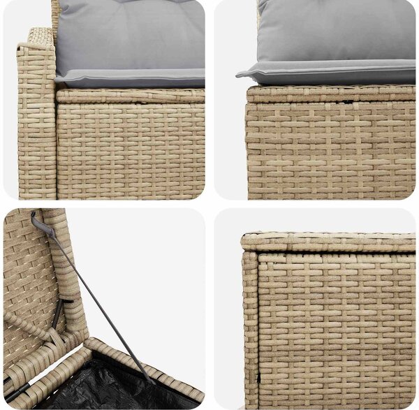 VidaXL Kanapé Szett 5 db Beige és Világosszürke Poli rattan és acél