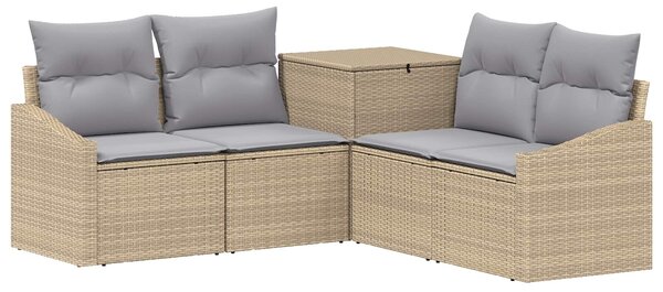 VidaXL Kanapé Szett 5 db Beige és Világosszürke Poli rattan és acél
