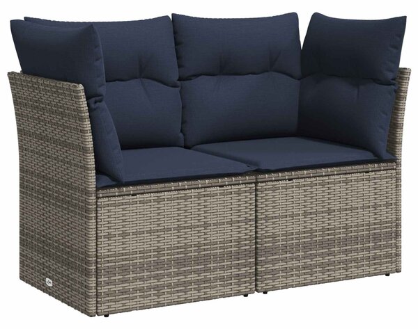 VidaXL Kanapé Szett 5 db Szürke és sötétkék Poli rattan és acél