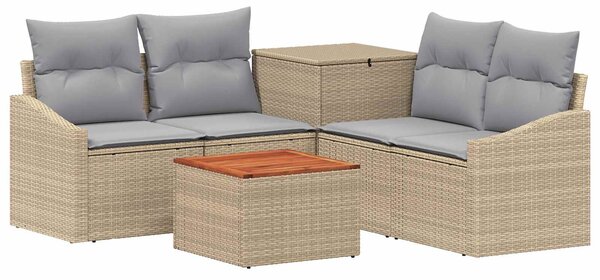 VidaXL Kanapé Szett 6 db Beige és Világosszürke Poli rattan és acél