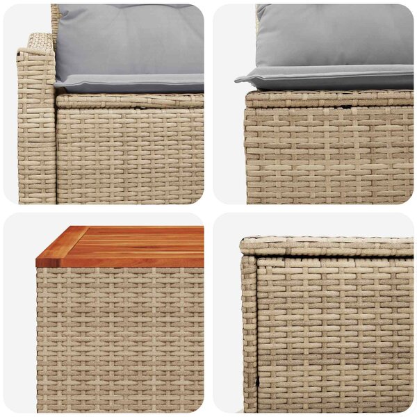 VidaXL Kanapé Szett 6 db Beige és Világosszürke Poli rattan és acél