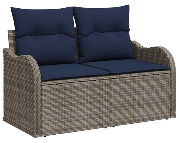VidaXL Kanapé Szett 5 db Szürke és sötétkék Poli rattan és acél