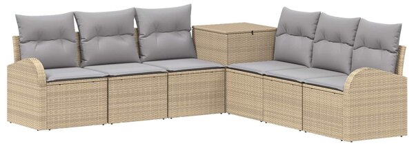 VidaXL Kanapé Szett 7 db Beige és Világosszürke Poli rattan és acél