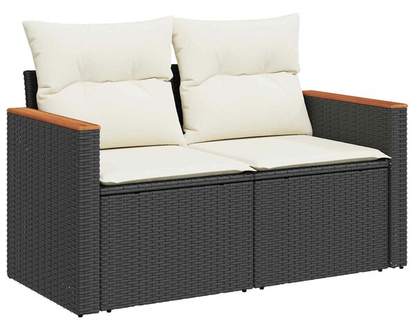 VidaXL Kanapé Szett 8 db Fekete és krémfehér Poli rattan és acél